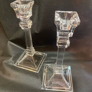 Vintage leaded crystal candle sticks/with candles